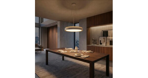 kelvo® BARCHETTA KLV-101-0267 Κρεμαστό Φωτιστικό Οροφής LED 72W 7200lm 120° AC 220-240V IP20 Ρυθμιζόμενο Λευκό CCT με Χειριστήριο από 2700K έως 6000K Dimmable - Lumileds SMD Chip - Λευκό & Σαμπανιζέ Χρυσό Ματ - Μ48 x Π48 x Υ8.2cm - 3 Χρόνια Εγγύηση