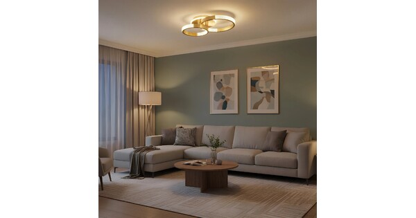 kelvo® DIAMOND KLV-101-0225 Φωτιστικό Οροφής LED 67W 6700lm 360° AC 220-240V IP20 Ρυθμιζόμενο Λευκό CCT με Χειριστήριο από 2700K έως 6000K Dimmable - Lumileds SMD Chip - Χρυσό Πλατίνα - Μ60 x Π40 x Υ14cm - 3 Χρόνια Εγγύηση