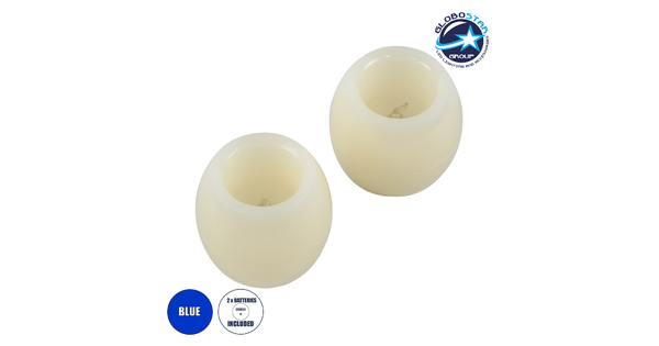CANDLE 79548 ΣΕΤ 2 x Διακοσμητικά Realistic Κεράκια με LED Εφέ Κινούμενης Φλόγας - Μπαταρίας 12 x CR2032 Μπλε Μπεζ D6 x H5cm