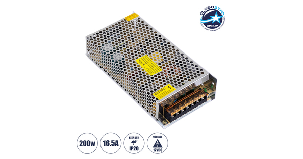 73091 Μεταλλικό Τροφοδοτικό PELV TRIAC DIMMABLE για Προϊόντα LED 200W 16.66A - AC 220-240V σε DC από 0.5V (0%) σε 12V (100%) - IP20 L20 x W9 x H4.5cm - 3 Years Warranty