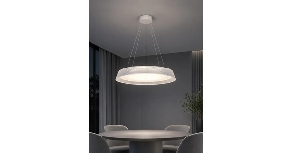 kelvo® LUMORA KLV-101-0585 Κρεμαστό Φωτιστικό Οροφής LED 36W 3600lm 120° AC 220-240V IP20 Ρυθμιζόμενο Λευκό CCT με Διακόπτη στο Driver 2700K/4500K/6000K Triac Dimmable - Lumileds SMD Chip & ENEC/TÜV Driver - Διάφανο - Μ53 x Π53 x Υ7cm - 5 Χρόνια Εγγύηση