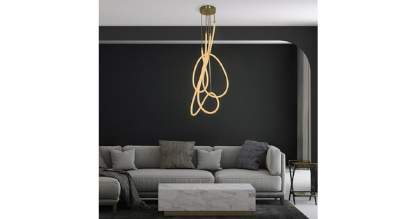 kelvo® GLOW KLV-101-0154 Φωτιστικό Οροφής LED 85W 8500lm 360° AC 220-240V IP20 Ρυθμιζόμενο Λευκό CCT με Χειριστήριο από 2700K έως 6000K Dimmable - Lumileds SMD Chip - Χρυσό Πλατίνα - Μ100 x Π100 x Υ140cm - 3 Χρόνια Εγγύηση