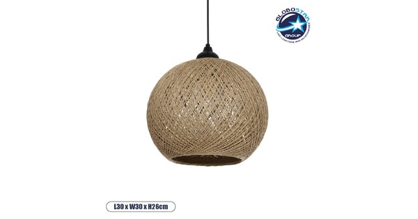 SOLEI 205-0002 Boho Κρεμαστό Φωτιστικό Οροφής με Ντουί 1 x E27 AC 220-240V IP20 - Μπεζ - M30 x Π30 x Υ35cm