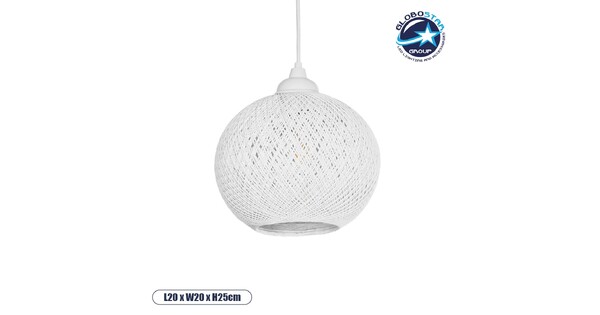 SOLEI 205-0009 Boho Κρεμαστό Φωτιστικό Οροφής με Ντουί 1 x E27 AC 220-240V IP20 - Λευκό - M20 x Π20 x Υ25cm