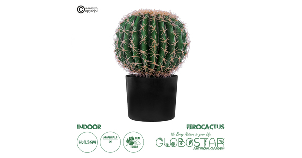 Artificial Garden FEROCACTUS 20091 Τεχνητό Διακοσμητικό Φυτό Φερόκακτος Υ36cm