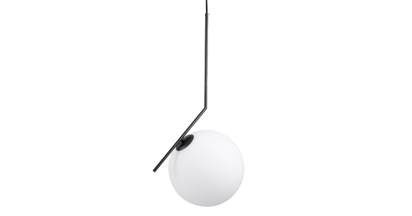 MONROE 00957 Μοντέρνο Κρεμαστό Φωτιστικό Οροφής Μονόφωτο Μαύρο - Λευκό Μεταλλικό Μπάλα Φ30 x Υ75cm