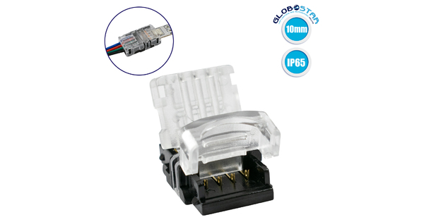 70724 Αδιάβροχος Ταχυσύνδεσμος Ένωσης IP65 - Strip To Cable Connector για Ένωση 1 x RGB Αδιάβροχης Ταινίας LED Πλάτους 10mm με 1 x Καλώδιο Τροφοδοσίας