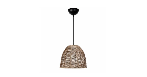 MEKA 204-0162 Boho Κρεμαστό Φωτιστικό Καμπάνα Μονόφωτο 1 x E27 IP20 Καφε Σχοινί - Μ31 x Π31 x Υ26cm