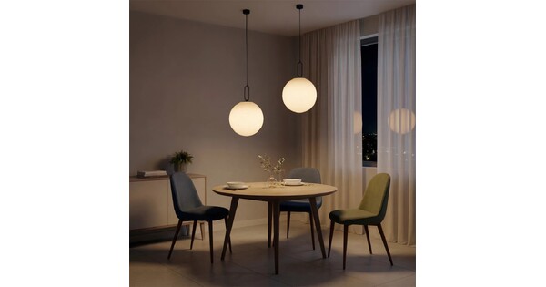 kelvo® BELLISSIMO KLV-101-0375 Κρεμαστό Φωτιστικό Οροφής για Λάμπα με Ντουί E27 AC 220-240V IP20 - Μαύρο Ματ & Λευκό - Μ40 x Π40 x Υ62cm