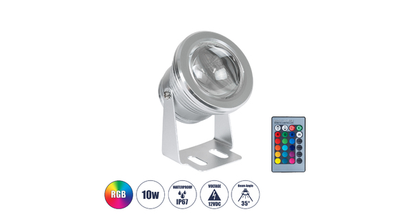 75592 Προβολέας LED Κήπου 10W 12V 500lm 35° Αδιάβροχο IP68 με Ασύρματο Χειριστήριο RGB