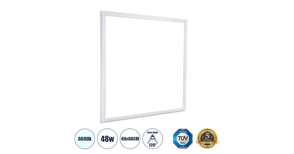 60368 Χωνευτό LED Panel Linear Frameless Super Slim 60x60cm 48W 5760lm 120° CRI≥85Ra AC 220-240V IP44 Μ60 x Π60 x Υ1.5cm - Ψυχρό Λευκό 6000K