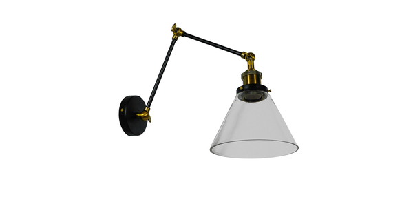 Vintage Φωτιστικό Τοίχου Απλίκα Μονόφωτο με Σπαστό Μεταλλικό Βραχίονα και Γυάλινη Καμπάνα Φ19  OLIVIA 01068