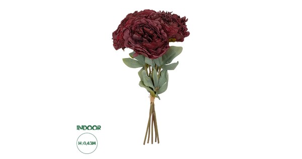 Artificial Garden RED PEONY FLOWER BOUQUET 21086 Τεχνητό Διακοσμητικό Μπουκέτο Κόκκινο Παιώνιας Y43cm