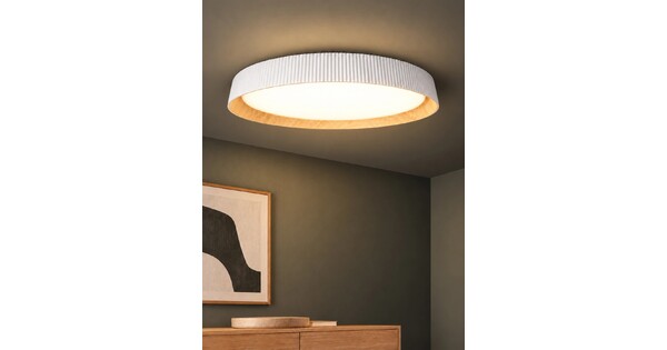 kelvo® LUMORA KLV-101-0583-V2 Φωτιστικό Οροφής LED 36W 3600lm 120° AC 220-240V IP20 Ρυθμιζόμενο Λευκό CCT με Διακόπτη στο Driver 2700K/4500K/6000K Triac Dimmable - Lumileds SMD Chip & ENEC/TÜV Driver - Λευκό Ματ & Εφέ Ξύλου - Μ53 x Π53 x Υ7cm - 5 Χρόνια Εγγύηση