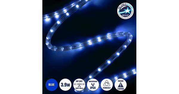 70606 Φωτοσωλήνας LED DIODE 1m 3.9W/m 36LED/m 117lm/m 360° DC 230V Αδιάβροχος IP68 Μπλε Dimmable