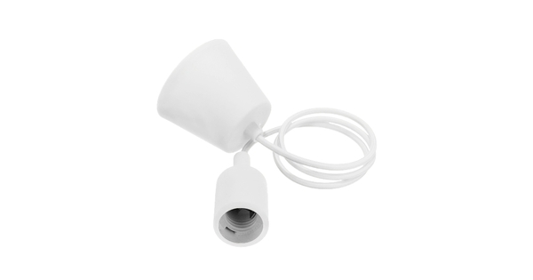 Λευκό Κρεμαστό Φωτιστικό Οροφής Σιλικόνης με Υφασμάτινο Καλώδιο 1 Μέτρο E27  White 91001