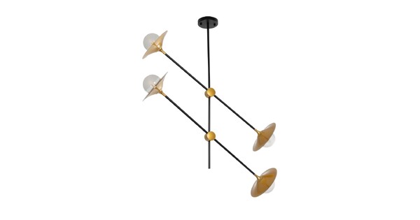 JOLIET 999-0044 Μοντέρνο Φωτιστικό Οροφής Πλέγμα Πολύφωτο 4 x G9 IP20 Μαύρο & Χρυσό Μέταλλο - Μ93 x Π20 x Υ106cm