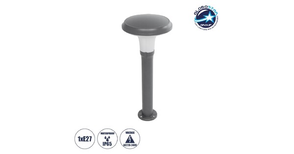 WHISPER 90548 Φωτιστικό Κολωνάκι Κήπου με Ντουί 1 x E27 AC 220-240V Αδιάβροχο IP65 - Γκρι Ανθρακί - Μ27 x Π27 x Υ79cm