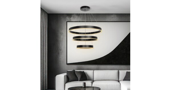 kelvo® VENOM KLV-101-0199 Κρεμαστό Φωτιστικό Οροφής LED 120W 12000lm 120° AC 220-240V IP20 Ρυθμιζόμενο Λευκό CCT με Χειριστήριο από 2700K έως 6000K Dimmable - Lumileds SMD Chip - Μαύρο Ματ - Μ80 x Π80 x Υ80cm - 3 Χρόνια Εγγύηση