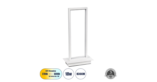 CORNELIE 60461 Επιτραπέζιο Φωτιστικό LED CCT 18W 1980lm 200° AC 220-240V - Εναλλαγή Φωτισμού μέσω Διακόπτη On/Off All In One Ψυχρό 6000k+Φυσικό 4500k+Θερμό 2700k Μ18 x Π10 x Υ36cm - Λευκό - 3 Χρόνια Εγγύηση
