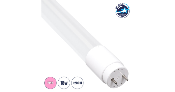 60900 LED Λάμπα Τύπου Φθορίου Γυάλινη T8 G13 120cm 18W 600 lm 300° AC 220-240V IP20 Φ2.7 x Μ120cm Ροζ - Φούξια