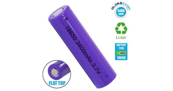 79097 Επαναφορτιζόμενη Μπαταρία Λιθίου 18650 FLAT PIN 3400mAh Li-ion 3.7V 12.6Wh με Overcharge / Discharge Προστασία