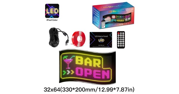 MATRIX GLB-106-0008 Εύκαμπτη Κυλιόμενη Ψηφιακή Επιγραφή 33x20cm P4.5 64x32 Pixel LED 10W AC 220-240V Αδιάβροχο IP65 Πολύχρωμο RGB - Bluetooth Control μέσω iPIXEL APP - Μ33 x Π0.4 x Υ20cm - 2 Χρόνια Εγγύηση