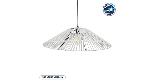 JAPAN 205-0053 Boho Κρεμαστό Φωτιστικό Οροφής με Ντουί 1 x E27 AC 220-240V IP20 - Λευκό - M60 x Π60 x Υ20cm