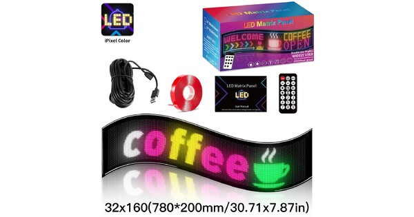 MATRIX GLB-106-0010 Εύκαμπτη Κυλιόμενη Ψηφιακή Επιγραφή 78x20cm P4.5 160x32 Pixel LED 20W AC 220-240V Αδιάβροχο IP65 Πολύχρωμο RGB - Bluetooth Control μέσω iPIXEL APP - Μ78 x Π0.4 x Υ20cm - 2 Χρόνια Εγγύηση