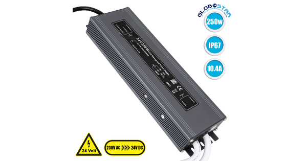 73064 Τροφοδοτικό LED DC 24V 250W Αδιάβροχο IP67 Max 250W 10.45A