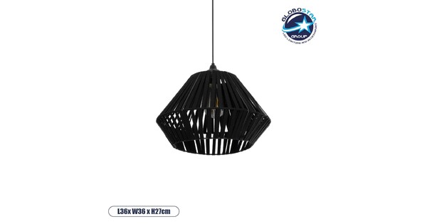 NUI 205-0061 Boho Κρεμαστό Φωτιστικό Οροφής με Ντουί 1 x E27 AC 220-240V IP20 - Μαύρο - M36 x Π36 x Υ27cm