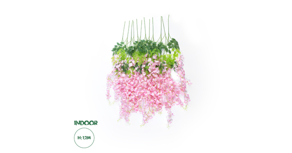Artificial Garden PALE PINK WISTERIA FLOWER BRANCH 21511 Σετ 12 Τεχνητά Διακοσμητικά κλαδιά Βιστέριας Απαλό Ροζ Φ45 x Υ120cm