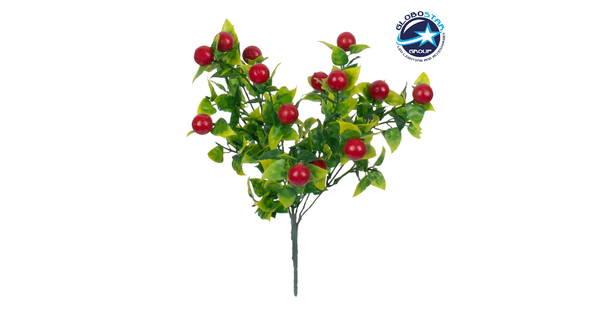 BUTCHERS BROOM 78268 Τεχνητό Φυτό Ρούσκος - Μπουκέτο Διακοσμητικών Φυτών - Κλαδιών με Φύλλωμα Πράσινο - Κόκκινο - Κίτρινο Υ30cm