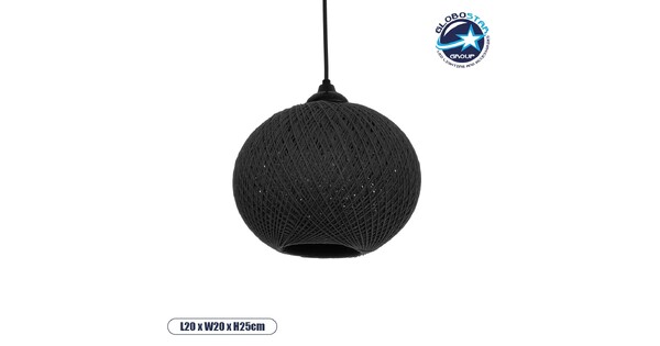 SOLEI 205-0006 Boho Κρεμαστό Φωτιστικό Οροφής με Ντουί 1 x E27 AC 220-240V IP20 - Μαύρο - M20 x Π20 x Υ25cm