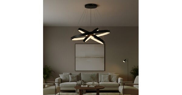 kelvo® NEMESIS KLV-101-0220-V2 Κρεμαστό Φωτιστικό Οροφής LED 120W 12000lm 180° AC 220-240V IP20 Ρυθμιζόμενο Λευκό CCT με Χειριστήριο από 2700K έως 6000K Dimmable - Lumileds SMD Chip - Μαύρο Ματ - Μ80 x Π80 x Υ80cm - 3 Χρόνια Εγγύηση