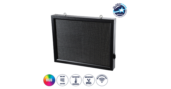 DISPLAY 90287 LED Scrolling Display 64x48cm - Κυλιόμενη Ψηφιακή Πινακίδα / Επιγραφή Μονής Όψης P10 LED SMD AC 220-240V - Λειτουργία μέσω Wi-Fi με Εφαρμογή APP - Αισθήτηρας Θερμοκρασίας και Υγρασίας - Αδιάβροχο IP65 - Μ72 x Π9 x Υ56cm - RGB - 1 Χρόνο Εγγύηση