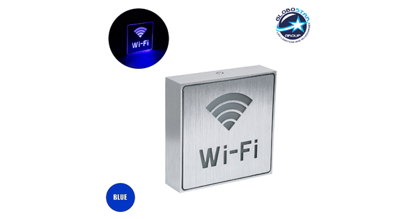 SENSATI 75657 Φωτιστικό Τοίχου Ένδειξης Wi-Fi LED 1W AC 220-240V IP20 - Σώμα Αλουμινίου - Μ11 x Π11 x Υ3cm - Μπλε
