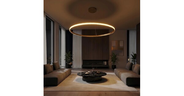 kelvo® DIAMOND KLV-101-0234 Κρεμαστό Φωτιστικό Οροφής LED 75W 7500lm 180° AC 220-240V IP20 Ρυθμιζόμενο Λευκό CCT με Χειριστήριο από 2700K έως 6000K Dimmable - Lumileds SMD Chip - Χρυσό Πλατίνα - Μ100 x Π100 x Υ3cm - 3 Χρόνια Εγγύηση