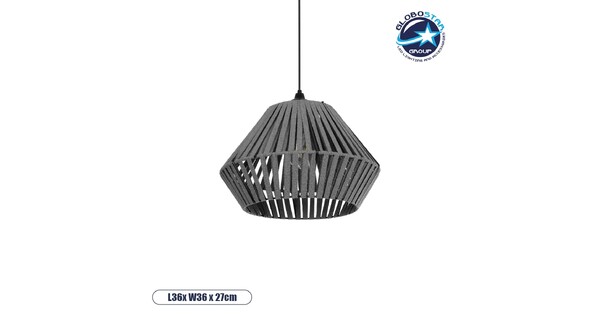 NUI 205-0065 Boho Κρεμαστό Φωτιστικό Οροφής με Ντουί 1 x E27 AC 220-240V IP20 - Γκρι - M36 x Π36 x Υ27cm