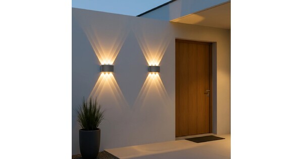 kelvo® SIXOAD KLV-101-0007 Φωτιστικό Τοίχου / Απλίκα LED 18W 1800lm 30° AC 220-240V Αδιάβροχο IP65 Θερμό Λευκό 2700K - CREE XPE Chip & TÜV SÜD Driver - Γκρι Ανθρακί Ματ - Μ17 x Π4 x Υ8cm - 5 Χρόνια Εγγύηση