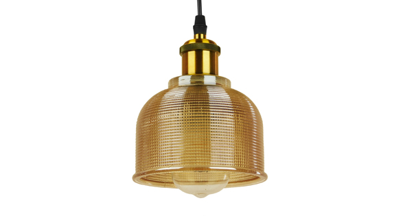 Vintage Κρεμαστό Φωτιστικό Οροφής Μονόφωτο Χρυσό Γυάλινο Διάφανο Καμπάνα με Χρυσό Ντουί Φ14  SEGRETO GOLD 01448