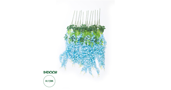 Artificial Garden BLUE WISTERIA FLOWER BRANCH 21515 Σετ 12 Τεχνητά Διακοσμητικά κλαδιά Βιστέριας Μπλέ Φ45 x Υ120cm