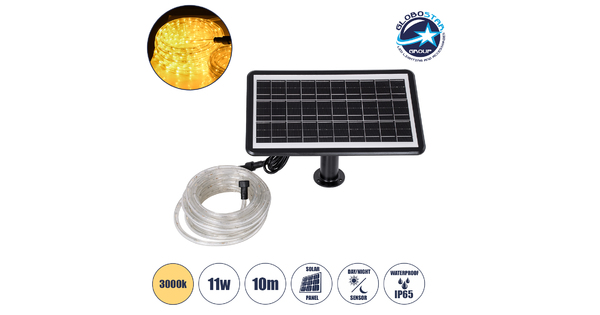 90256 Αυτόνομο Ηλιακό Σετ Φωτοσωλήνα 10m LED 11W 770lm με Ενσωματωμένη Μπαταρία 10000mAh - Φωτοβολταϊκό Πάνελ & Αισθητήρα Ημέρας-Νύχτας Αδιάβροχο IP65 - Θερμό Λευκό 3000K