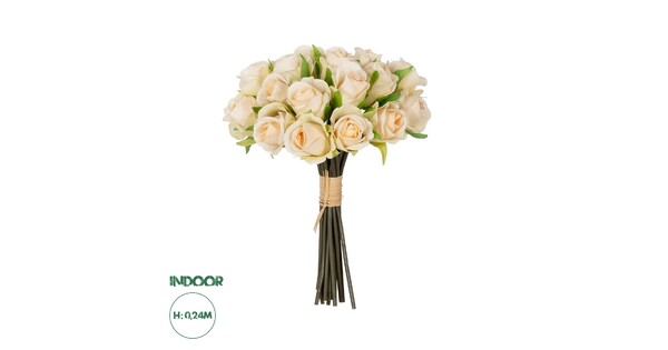 Artificial Garden CHAMPAGNE ROSE BOUQUET 21305 Τεχνητό Διακοσμητικό Μπουκέτο Τριαντάφυλλα Ροζ Y24cm