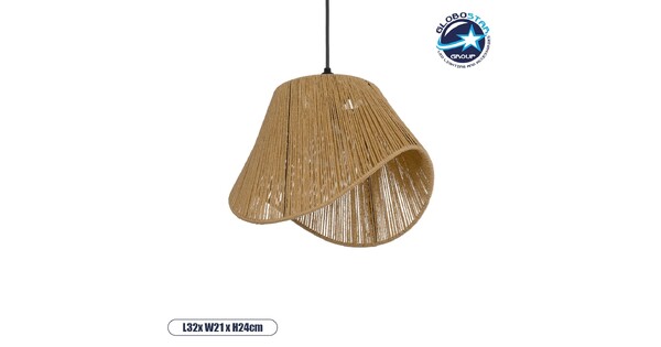 ELDA 205-0032 Boho Κρεμαστό Φωτιστικό Οροφής με Ντουί 1 x E27 AC 220-240V IP20 - Μπεζ - M32 x Π21 x Υ24cm