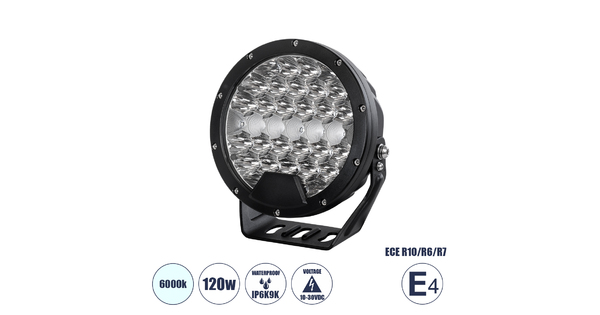 85338 E4 Mark Vehicle & JEEP Work Lights - Φώτα Εργασίας για Οχήματα και JEEP LED High Power 120W DC 10-30V Αδιάβροχo IP6K9K Ψυχρό Λευκό 6000K M18 x Π7 x Υ19cm
