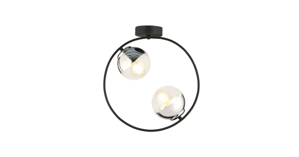 CITY 202-0040 MODERN CEILING BALL LIGHT 2 X E27 IP20 BLACK METAL WITH CLEAR GLASS - L45 X W15 X H55CM
