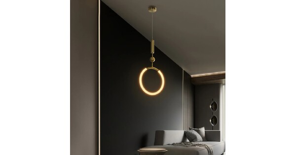 kelvo® GLOW KLV-101-0175 Κρεμαστό Φωτιστικό Οροφής LED 18W 1800lm 360° AC 220-240V IP20 Ρυθμιζόμενο Λευκό CCT με On/Off 2700K/4500K/6000K - Lumileds SMD Chip - Χρυσό Πλατίνα - Μ30 x Π6 x Υ60cm - 3 Χρόνια Εγγύηση