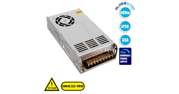 73092 Triac Τροφοδοτικό LED 400W DC 12V 33.3A IP20 Dimmable Μ21.5 x Π11.5 x Υ5cm