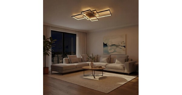 kelvo® QUADRA KLV-101-0296 Φωτιστικό Οροφής LED 120W 12000lm 120° AC 220-240V IP20 Ρυθμιζόμενο Λευκό CCT με Χειριστήριο από 2700K έως 6000K Dimmable - Lumileds SMD Chip - Μαύρο Ματ - Μ105 x Π60 x Υ9cm - 3 Χρόνια Εγγύηση